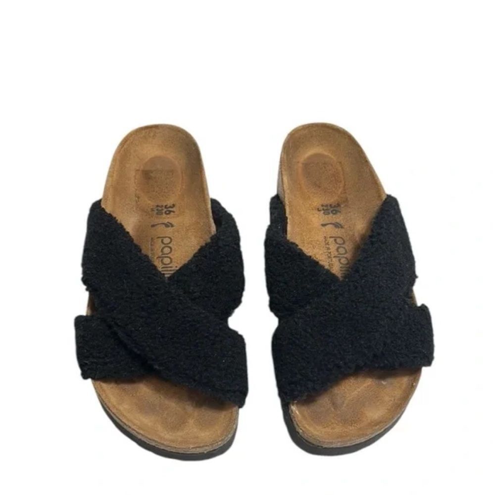 Birkenstock Papillio Daytona Faux Shearling Slide Sandal Black Size 36/ US 5